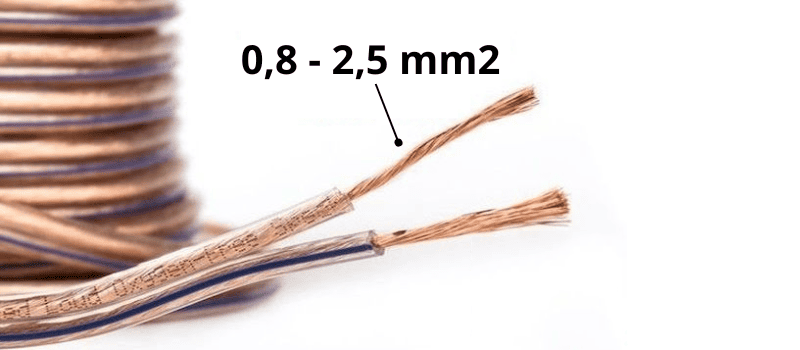 Dây dẫn cần có tiết diện 0,8mm2 đến 2,5mm2